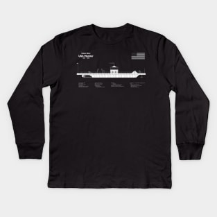USS Monitor ship. Ironclad of American Civil War - PBDpng Kids Long Sleeve T-Shirt